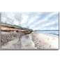 Preview: Leinwand 40 x 30 cm Keilrahmen Canvas-Leinen  Aquarell Maritim Kunst Druck Kunstdruck Ostsee  Strand Meer Dünen Ostseestrand
